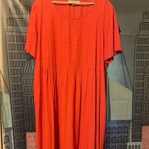 90s Volup Another Thyme Peach Boho Maxi Dress With Eyelet Bodice, 22 W